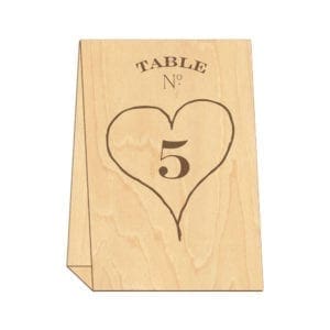 Freestanding table numbers printed on wood