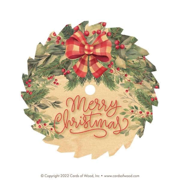 saw blade wreath Christmas card
